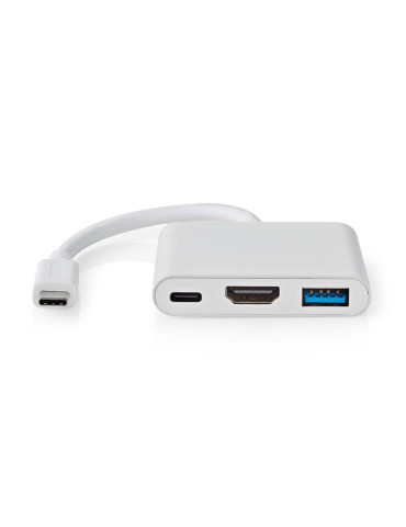 Nedis USB Multi-Port-Adapter USB 3.2 Gen 1 - USB-C™ Stecker, HDMI™ Ausgang, USB-A Buchse, USB-C™ Buchse, 5 Gbps, weiß