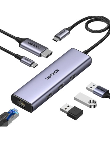 UGREEN Revodok USB-C Hub 6-IN-1 4K mit Ethernet Port PD: 100W Serie: Revodok 1061