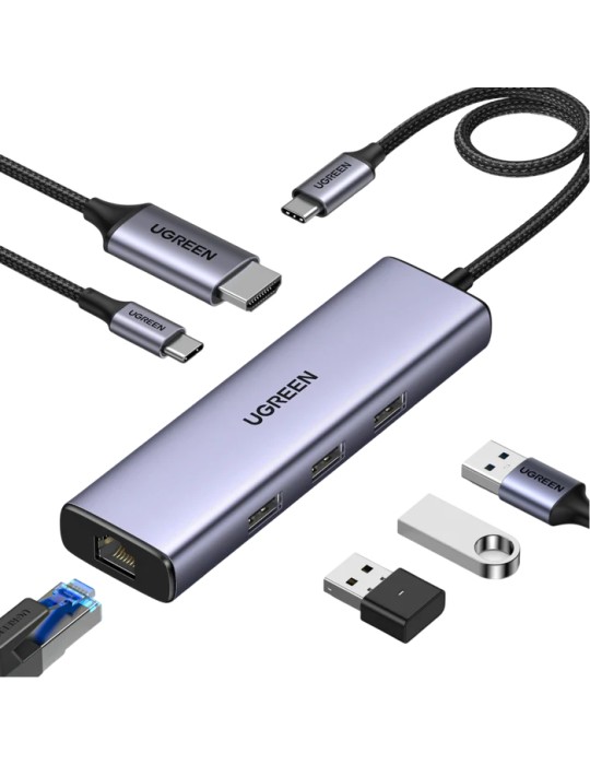 UGREEN Revodok USB-C Hub 6-IN-1 4K mit Ethernet Port PD: 100W Serie: Revodok 1061