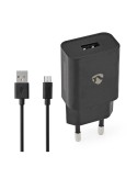 Nedis Netzladegerät 12 W 1x 2.1 A A - Anzahl der Ausgänge: 1, USB-A, Micro USB (Lose) Kabel, Single Voltage Output, schwarz