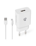 Nedis Netzladegerät 12 W 1x 2.1 A A - Anzahl der Ausgänge: 1, USB-A, Micro USB (Lose) Kabel, Single Voltage Output, weiß