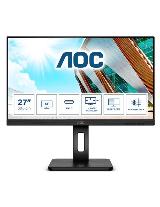 AOC U27P2CA 27 Zoll - 4K Office Monitor - 69 cm (27") 4K UHD, Höhenverstellung
