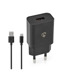 Nedis Netzladegerät 12 W 1x 2.4 A A - Anzahl der Ausgänge: 1, USB-A, USB Type-C™ (Lose) Kabel, Single Voltage Output, schwarz