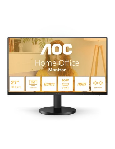 AOC U27B3CF 27 Zoll UHD Monitor, Lautsprecher, höhenverstellbar, HDR10 (3840x2160, 4K, 60 Hz, 2x HDMI, USB Hub) schwarz