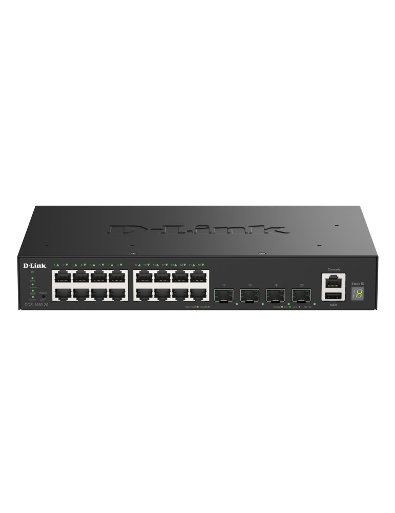 D-Link DGS-1530-20 Smart Managed Switch 16x Gigabit Ethernet, 4x 10G SFP+, 1x USB 2.0, 1x Konsolen-Port