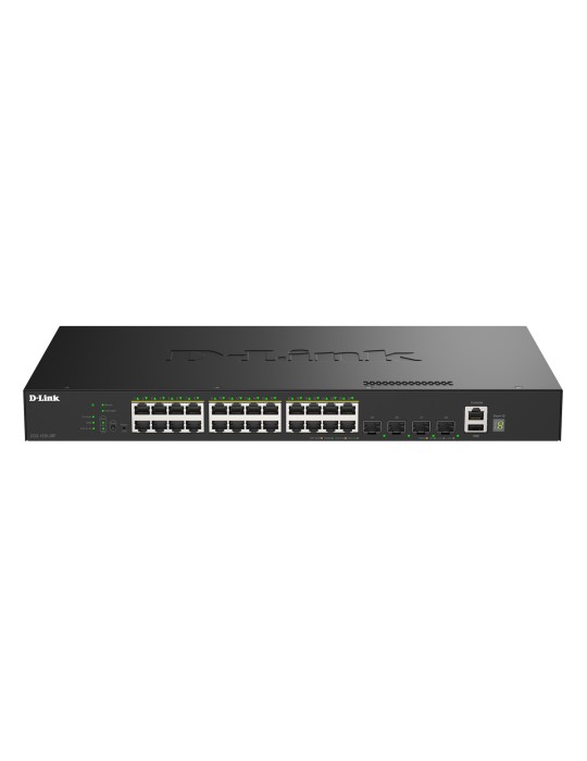 D-Link DGS-1530-28P Smart Managed Switch 24x Gigabit Ethernet (PoE+, max. 370 W), 4x 10G SFP+, 1x USB 2.0, 1x Konsolen-Port