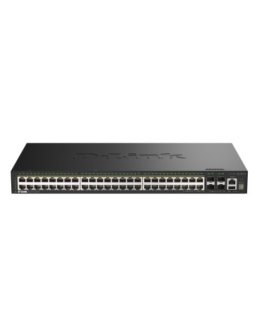 D-Link DGS-1530-52P Smart Managed Switch 48x Gigabit Ethernet (PoE+, max. 370 W), 4x 10G SFP+, 1x USB 2.0, 1x Konsolen-Port