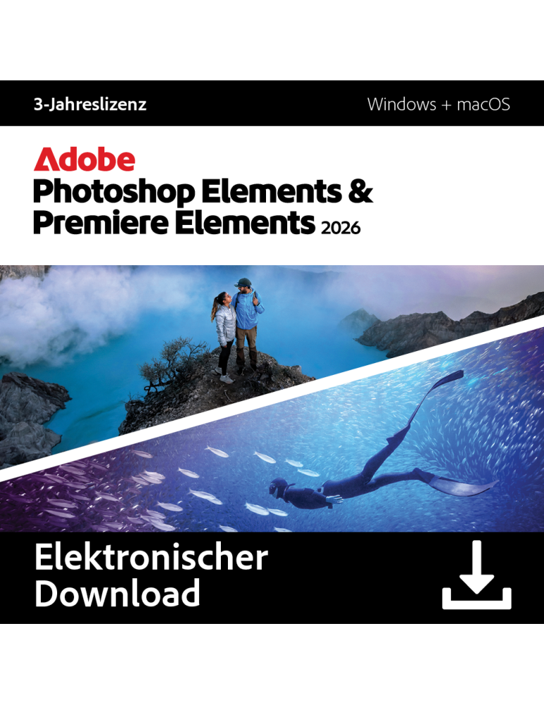 Adobe Photoshop & Premiere Elements 2026| 3 Jahre