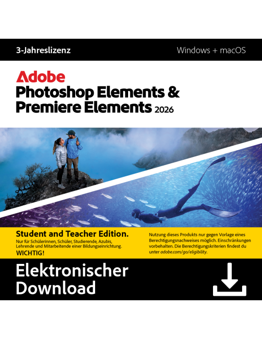 Adobe Photoshop & Premiere Elements 2026 | 3 Jahre