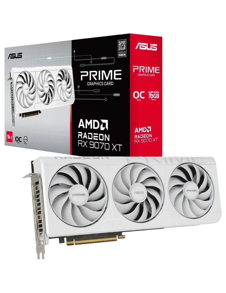 Asus PRIME Radeon RX 9070 XT 16GB WHITE Grafikkarte - 16GB GDDR6, HDMI, 3x DP