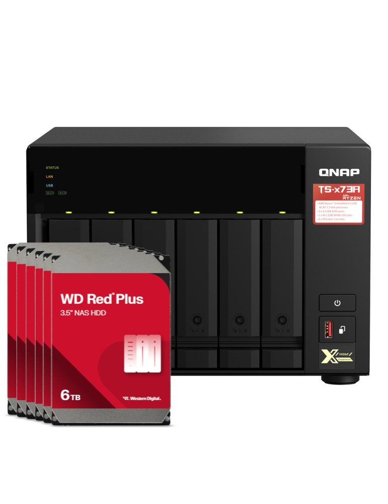 QNAP TS-673A-8G 36TB WD Red Plus NAS-Bundle NAS inkl. 6x 6TB WD Red Plus 3.5 Zoll SATA Festplatte