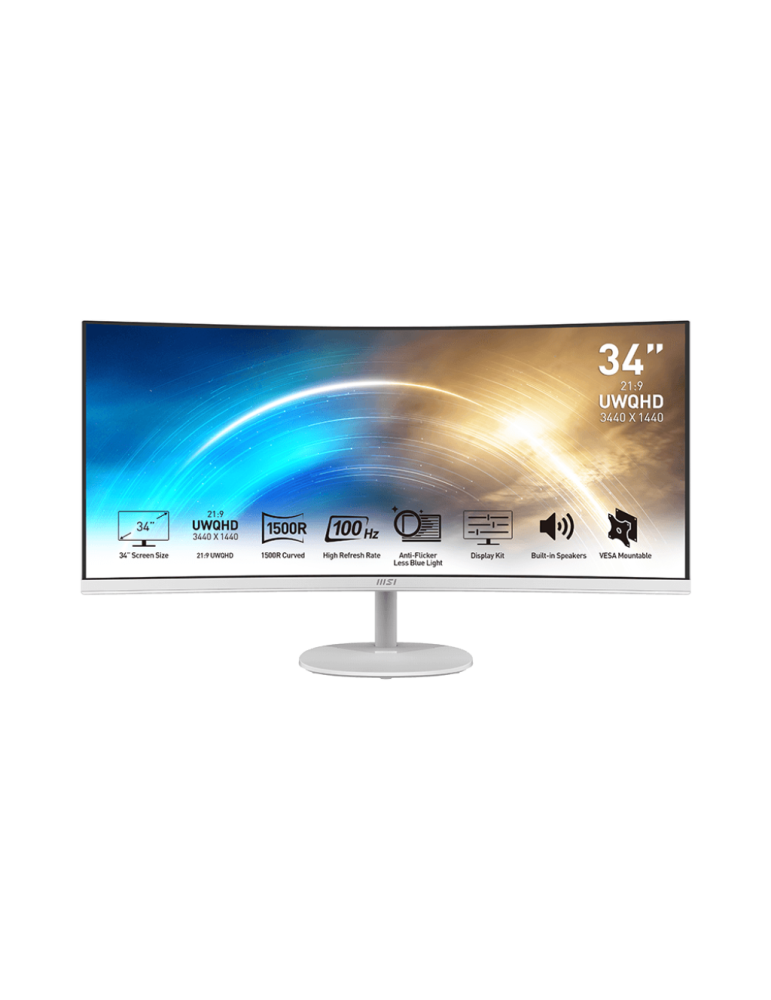 MSI PRO MP341CQWDE Office Monitor - Curved, 100 Hz, Lautsprecher
