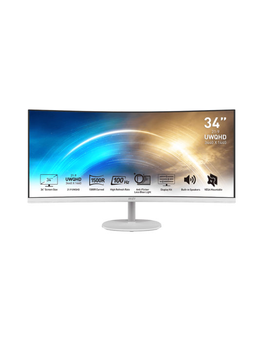 MSI PRO MP341CQWDE Office Monitor - Curved, 100 Hz, Lautsprecher