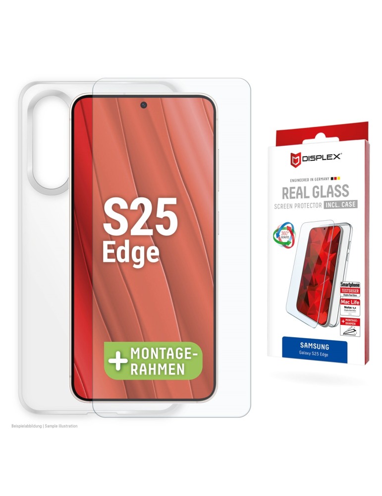 DISPLEX Real Glass + Case Samsung Galaxy S25 Edge Panzerglas + Schutzhülle