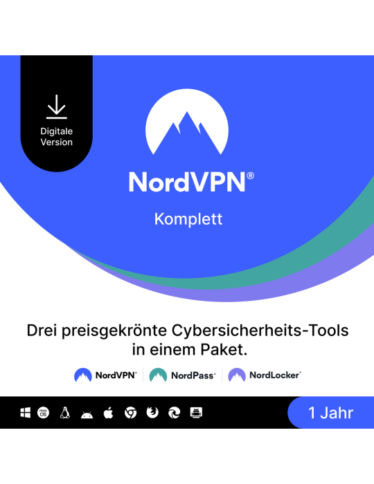 NordVPN Komplett – 1 Jahr Cybersicherheit VPN, PW, Cloud [1 Jahr]