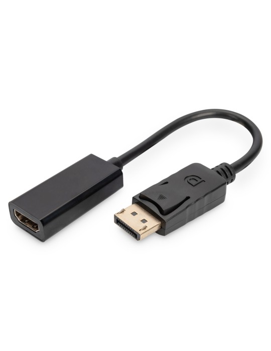 DIGITUS DisplayPort Adapter / Konverter - DP - HDMI Typ A St/Bu 0.15m,m/Verriegelung, DP 1.1a komp.