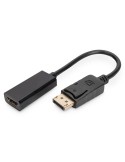 DIGITUS DisplayPort Adapter / Konverter - DP - HDMI Typ A St/Bu 0.15m,m/Verriegelung, DP 1.1a komp.