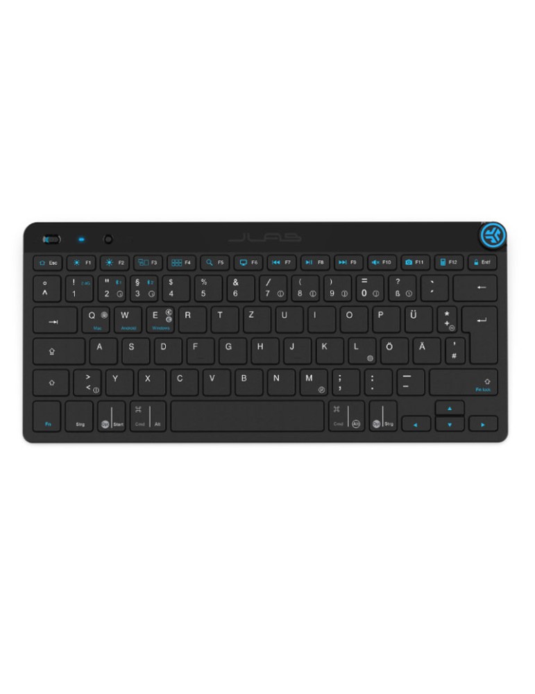 JLab GO Wireless Bluetooth-Tastatur, DE-Layout Mehrere Verbindungsoptionen, ?Multifunktionaler Medienregler