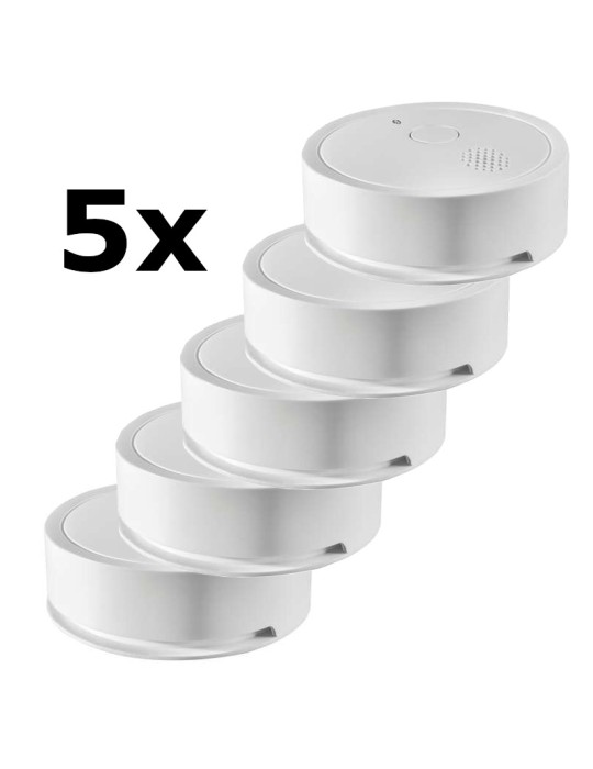 Bundle 5x Shelly Plus Smoke Rauchmelder - Smarter WLAN- und Bluetooth-Rauchmelder mit App-Benachrichtungen und akustischen Warnu