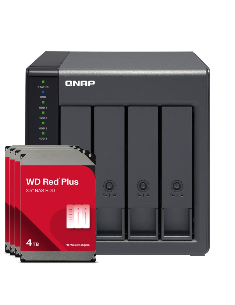 QNAP TR-004 16TB WD Red Plus NAS-Bundle NAS Erweiterungsgehäuse inkl. 4x 4TB WD Red Plus 3.5 Zoll SATA Festplatte