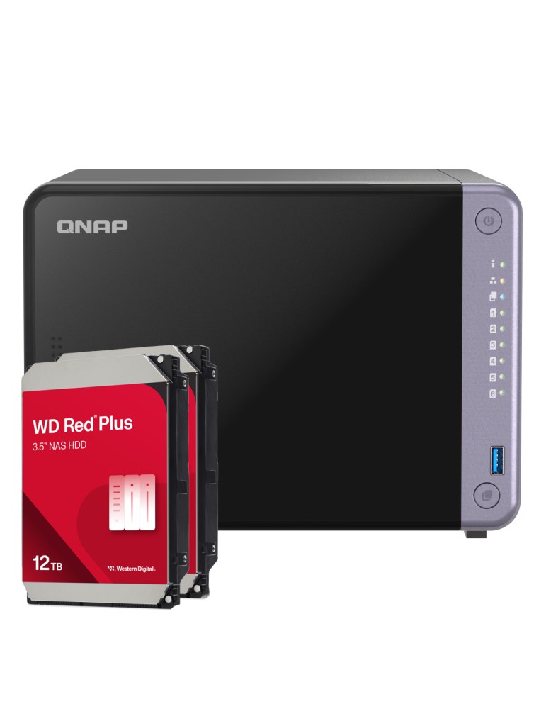 QNAP TS-632X-4G 24TB WD Red Plus NAS-Bundle NAS inkl. 2x 12TB WD Red Plus 3.5 Zoll SATA Festplatte