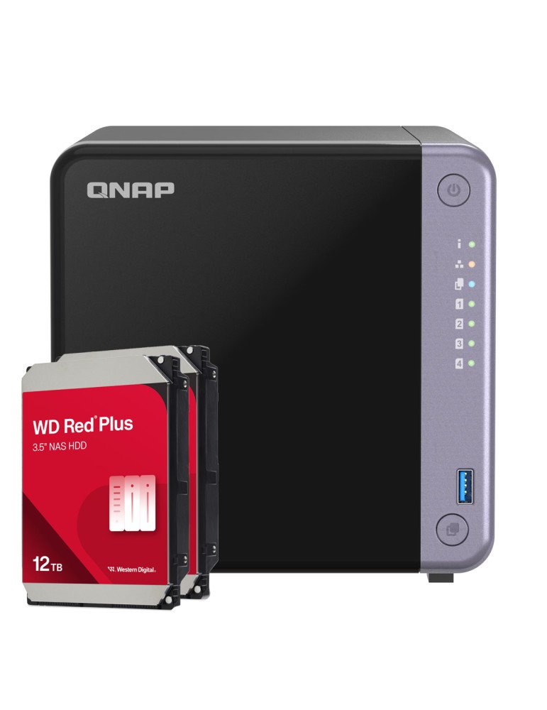 QNAP TS-432X-4G 24TB WD Red Plus NAS-Bundle NAS inkl. 2x 12TB WD Red Plus 3.5 Zoll SATA Festplatte