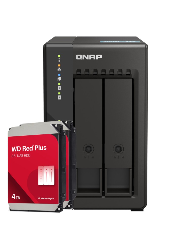 QNAP TS-253E-8G 8TB WD Red Plus NAS-Bundle NAS inkl. 2x 4TB WD Red Plus 3.5 Zoll SATA Festplatte
