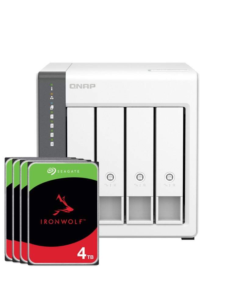 QNAP TS-433-4G 16TB Seagate IronWolf NAS-Bundle NAS inkl. 4x 4TB Seagate IronWolf 3.5 Zoll SATA Festplatte