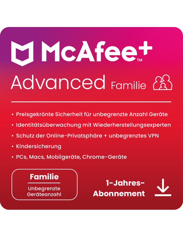 McAfee Plus Advanced - Family [Geräte unbegrenzt - 1 Jahr]