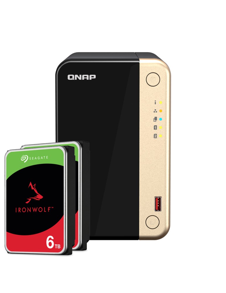 QNAP TS-264-8G 12TB Seagate IronWolf NAS-Bundle NAS inkl. 2x 6TB Seagate IronWolf 3.5 Zoll SATA Festplatte
