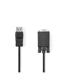 Nedis VGA-Kabel, DisplayPort Stecker | VGA Stecker | Vernickelt | Maximale Auflösung: 1080p | 2.00 m | Rund | PVC | Schwarz | La