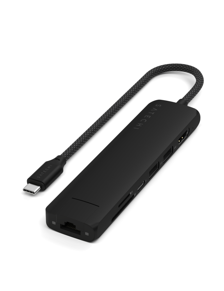 Satechi USB-C 7-in-1 Slim Multiport Adapter with Ethernet Black