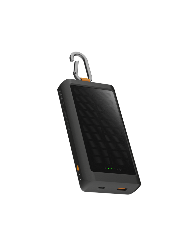 Xtorm 15W Go2 Solar Power Bank 10.000 mAh Inklusive 1.0W Solarpanel, integrierter Lampe und Karabiner, 15W FastCharge