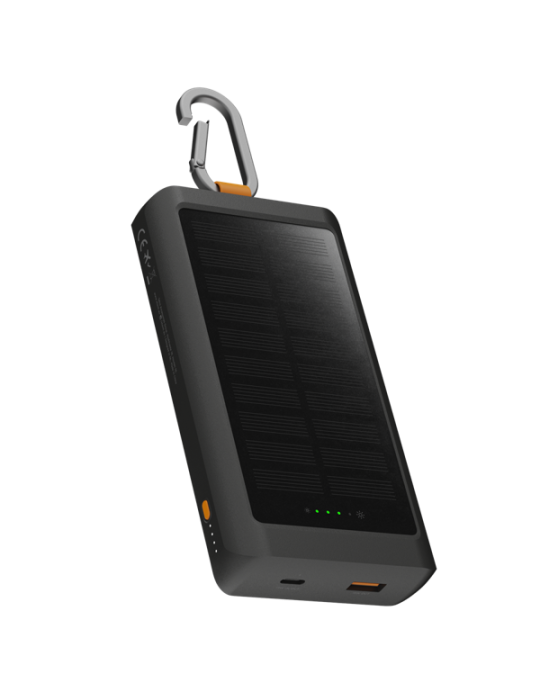 Xtorm 15W Go2 Solar Power Bank 10.000 mAh Inklusive 1.0W Solarpanel, integrierter Lampe und Karabiner, 15W FastCharge