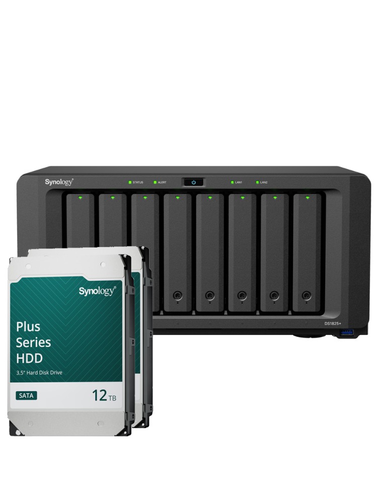 Synology DS1825+ 24TB Plus HDD NAS-Bundle NAS inkl. 2x 12TB Synology Plus 3.5 Zoll SATA Festplatte