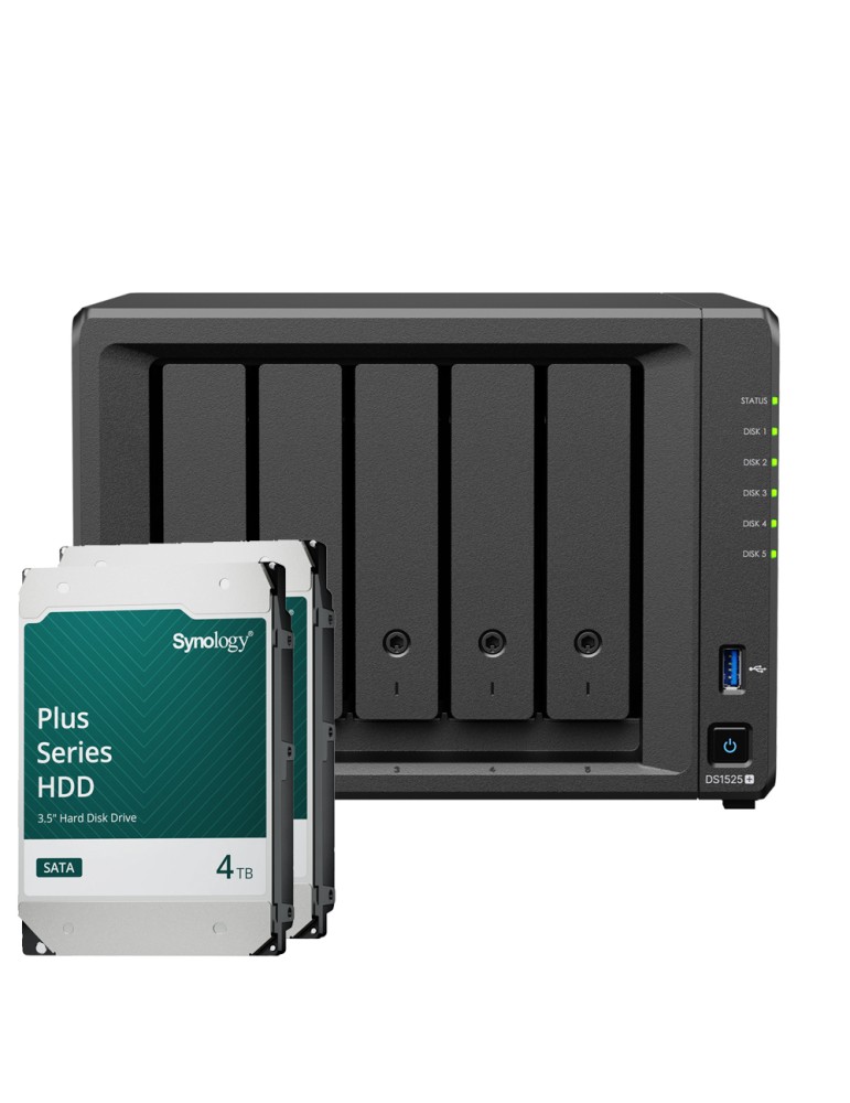 Synology DS1525+ 8TB Plus HDD NAS-Bundle NAS inkl. 2x 4TB Synology Plus 3.5 Zoll SATA Festplatte