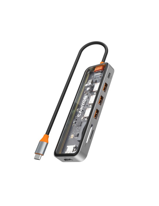 Canyon Hub DS-13 7 in 1 4k USB-C Transparent Space Grey