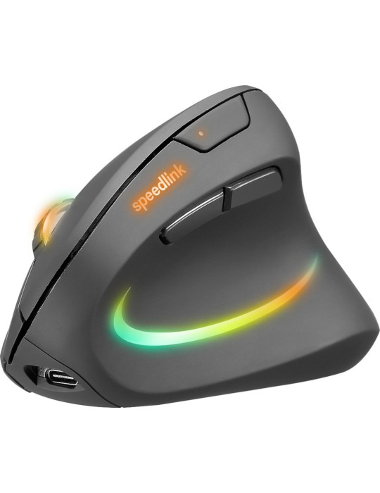 Speedlink PIAVO PRO Beleuchtete Wiederaufladbare Vertikale Ergonomische Maus - kabellos, Gummi-Schwarz