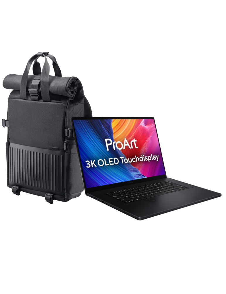 ASUS ProArt P16 H7606WP-RJ097W + ASUS PP4600 PROART BACKPACK - 16" WQXGA+ 120Hz OLED, AMD Ryzen™ AI 9 HX 370, 32GB RAM, 1TB SSD,
