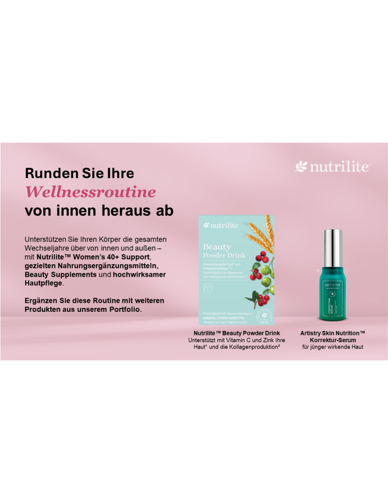 Nutrilite™ Women’s 40+ – Pflanzliche Unterstützung für Frauen ab 40 | Wechseljahre & Wohlbefinden