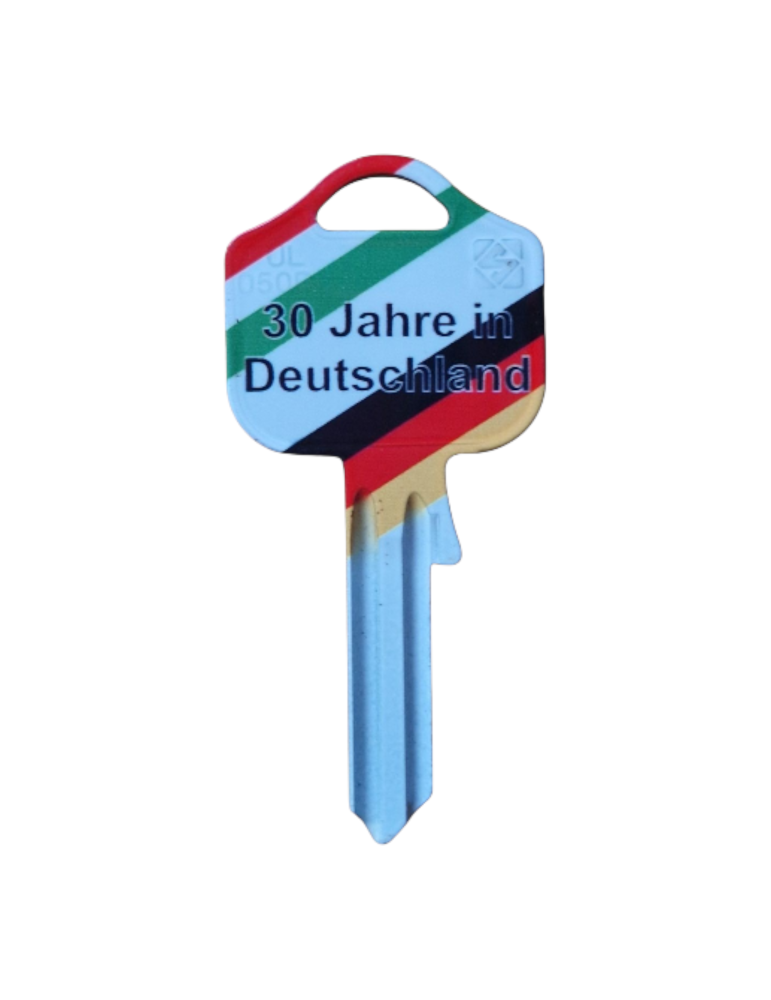 Schlüsselrohling „30 Jahre in Deutschland“ – Jubiläumsdesign
