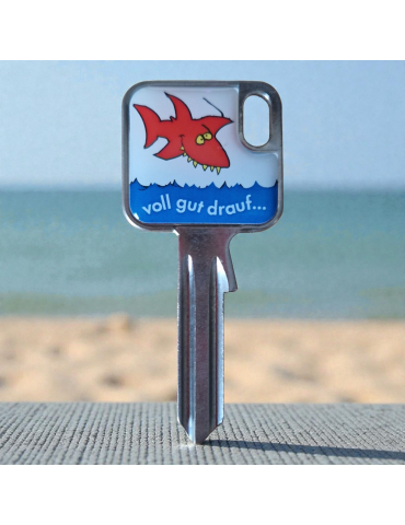 Schlüsselrohling Hai – „voll gut drauf…“ Comic-Design