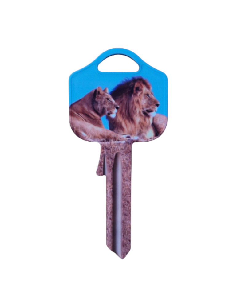 Schlüsselrohling Löwenpaar – Tiermotiv mit Charakter