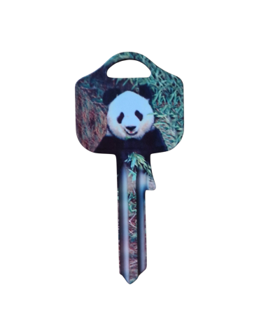 Schlüsselrohling Panda – Bambusmotiv in Schwarz-Weiß 2
