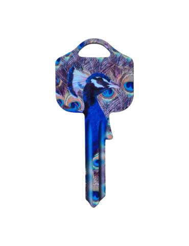 Schlüsselrohling Pfau – Farbenpracht & Exotik im Design 2