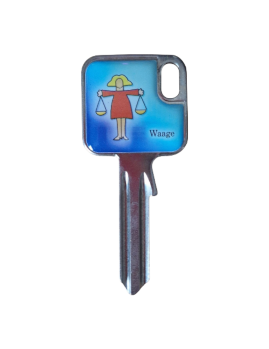 Schlüsselrohling Sternzeichen Waage – Design mit Waagschalen