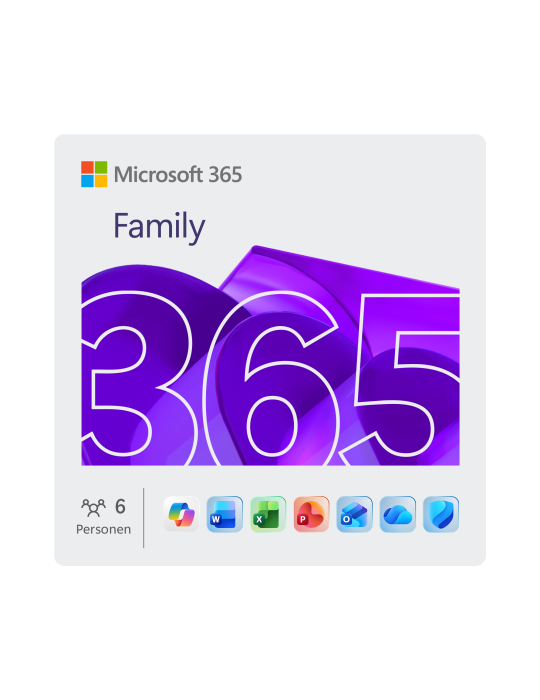 Microsoft 365 Family [6 Benutzer /1 Jahr / 6TB OneDrive] - Abo - mit Word, Excel, PowerPoint, OneNote, Outlook, Access und mehr