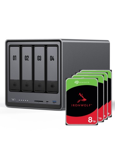 UGREEN DXP4800 32TB Seagate IronWolf NAS-Bundle NAS inkl. 4x 8TB Seagate IronWolf 3,5 Zoll SATA Festplatte