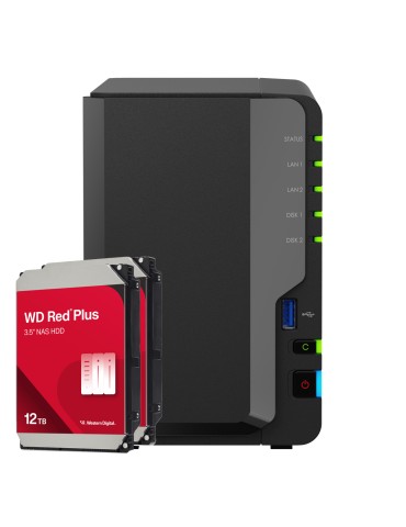Synology DS225+ 24TB WD Red Plus NAS-Bundle NAS inkl. 2x 12TB WD Red Plus 3.5 Zoll SATA Festplatte