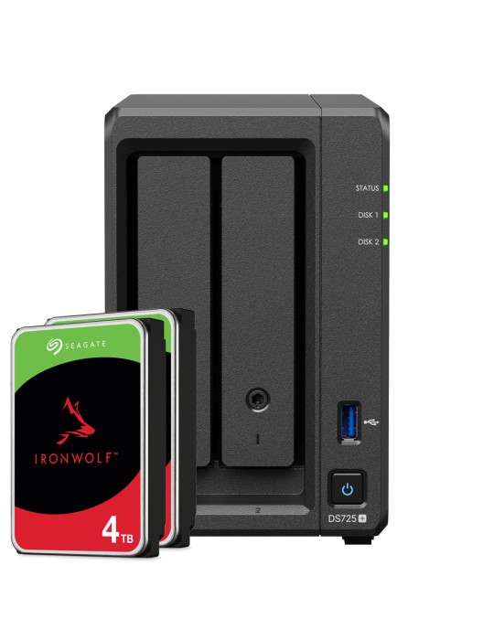 Synology DS725+ 8TB Seagate IronWolf NAS-Bundle NAS inkl. 2x 4TB Seagate IronWolf 3.5 Zoll SATA Festplatte